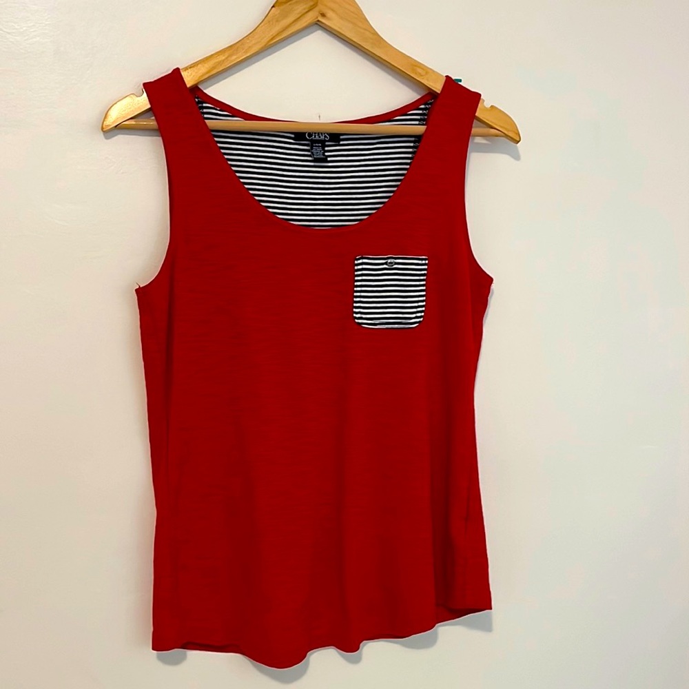 CHAPS tank top Size Large (Color Red with Stripe pocket detail)